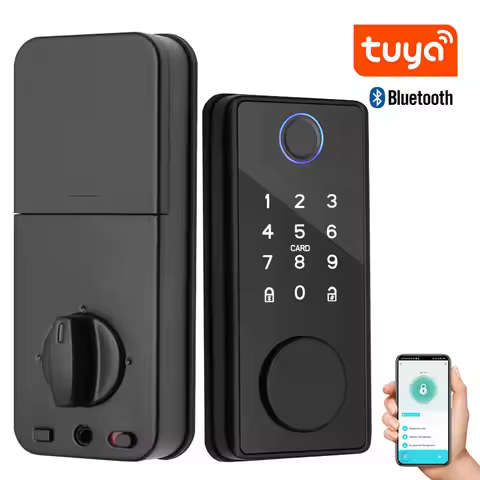 Tuya Smart Wood Door Lock Password Fingerprint Bluetooth Electronic Deadlock Mechanical Key Auto Loc
