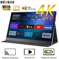15.6 WiFi ไร้สาย Android TV สมาร์ทจอแสดงผลแบบพกพา Goxgle Play App Store 4K ถอดรหัสบลูทู ธ รีโมทคอนโท
