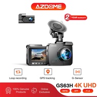 4K front and rear Dash Cam with ADAS, GPS Tracking ,wifi 6, Loop recording Azdome GS63H PRO G-sensor