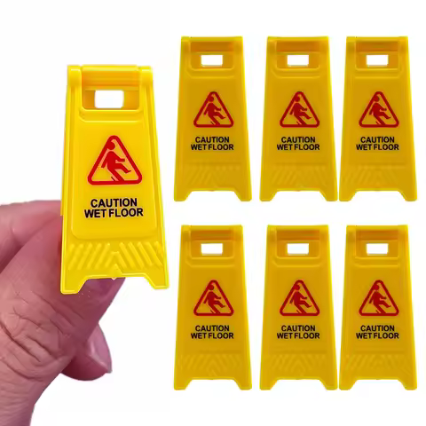 8pcs Mini Caution Wet Floor Sign Construction Birthday Cake Decorations Truck Traffic Theme Party Su