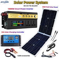 JOYUHON Solar System Set 10000W Power Inverter 80W Solar Panel 30A solar controller DC12V TO AC220V 