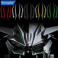 【FY】  4Pcs Motorcycle Front Head Body Strip Style Stickers Reflective Pull Flower Waterproof Decal f