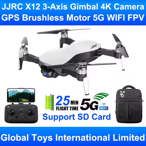 JJRC X12 With 4K Ultra HD Professional 3-Axis Gimbal Camera 1.2KM Distance 5G WIFI FPV GPS Brushless