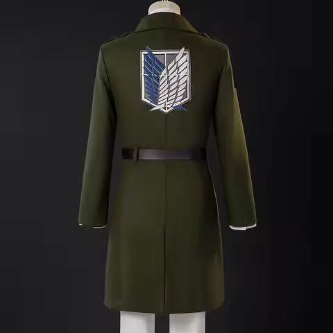 Attack on Titan Season 4 Survey Corps Cosplay: Military Green Overcoat "Green Giant" Uniform, Hallow