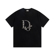 24_DIOR High-end 2024 Summer T-shirt Pure Cotton Short-sleeved New Men's Trendy Brand Letter Printed Half-sleeve Casual