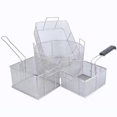 Stainless steel basket net French fries basket frying frame square oil control filter basket dense f