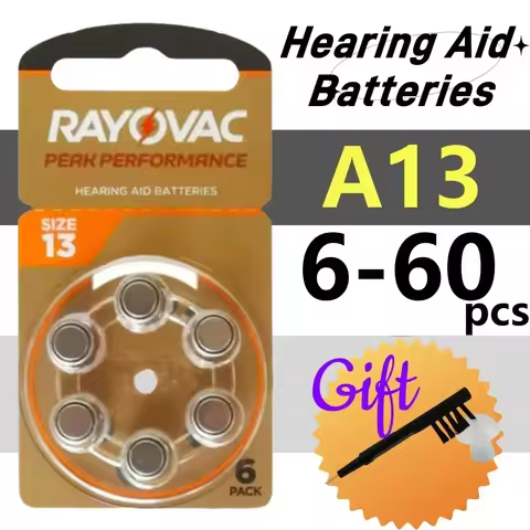 6-60 PCS A13 Hearing Aid Batteries Zinc Air Rayovac Peak Size 13A 13 P13 PR48 Hearing Aid Battery Fo