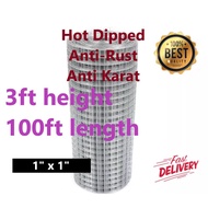*Anti-rust* 100ft x 3ft (1''x1'') Hot Dip Galvanized BRC Welded Wire Mesh Fence Mesh Roll Garden Pla