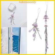 TAK Crystal Keychain Star Heart Phone Holder Sweet Punk Purple Fringe Keychain