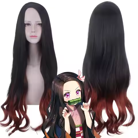 Women Wigs with Bangs Long Natural Synthetic Hair Wig Demon Salyer Nezuko Kanroji Mitsuri Shinobu Ko
