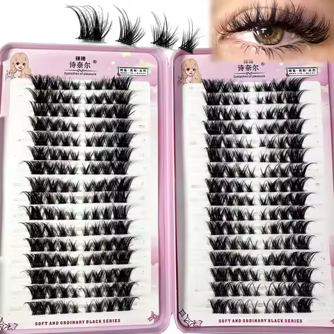 3D DIY Fake Eyelashes 32Rows Slanted Flying Fox Eyelash Natural Makeup Eyelash Set With Eye-Catching