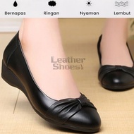 Wedges Rubber Sole Shoes Work Shoes Formal Shoes Leather Flatshoes Women Wedges Shoes