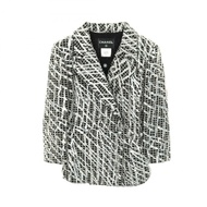 香奈兒 COCO 標誌珍珠紐扣 其他外套 尼龍 羊毛 棉 黑色 白色 銀色 二手 女裝