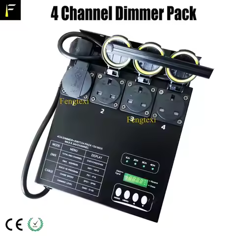 Stage Light Chase/Dimming Setting Box 4 Channels DMX Dimmer Pack with 6.3A Each Channels 230v for Sh