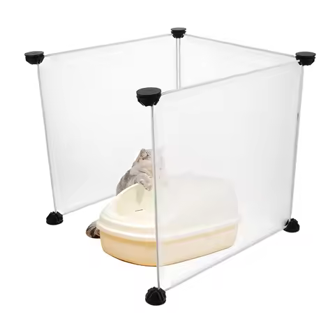 3Pcs Cat Litter Box Shield Large Enclosure Guard Plastic Side Guard Easy Clean Litter Box Pee Protec