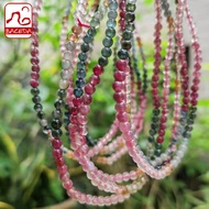 Baceda Natural 3 Circles Tourmaline Exorcising Evil and Fortune Prosperous Fortune Necklace 3.5MM