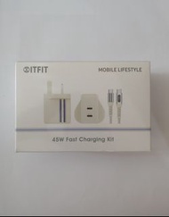 1套 ITFIT 快速 充電 套裝 MOBILE LIFESTYLE 45W Fast Charging Kit GaN 超快速充電器 USB-C 連接埠2條 LED螢幕監控充電速度