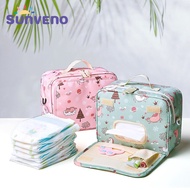 Sunveno 2Pcs Baby Diaper Bags Maternity Bag for Disposable Reusable Fashion Prints Wet Dry Diaper Bag Double Handle Wetbags 21*17*7CM