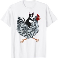 T-shirt Adult Funny Cat Riding Chicken Shirt Tuxedo Cat Fashion Tops Boys Girls Distro Age 1 2 3 4 5