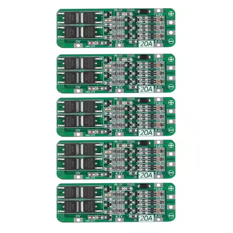 B04C-5Pcs 3S 20A BMS 18650 Li-Ion Li-Ion Battery Charger Module BMS Protection Board PCB 11.1V 12V 1