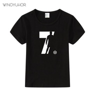 Ronaldo CR7 Boys Tops Sports Shirts Summer Casual O-Neck Clothes Short Sleeve T-Shirt For Girls Foot