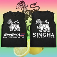 Singha Lemon Soda Tank เสื้อยืดแขนกุดพิมพ์ลายสำหรับผู้ชายและผู้หญิง