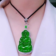 Manyang Green Ice Seed Tara Pendant Jade Maitreya Buddha Jade Guanyin Jade Burmese Necklace Ice Seed