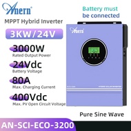 Anern 3KW/3.2KVA MPPT Hybrid Inverter 24V Solar Inverter off grid inverter 230Vac Pure Sine Wave hyb
