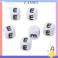 LA Silicone Beads, White Silicone Cube Letter Beads, Alphabet Beads Letter Square Alphabet Beads Han