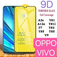 OPPO & VIVO 9D FULL TEMPERED GLASS A3s A12e F7 Y81 Y81i Y83 Y83a Y85 V9 SCREEN PROTECTOR