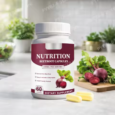 Beetroot Powder Capsules with Vitamin C B6 B12 & Panax Ginseng–Supports Immune Health & Daily Energy