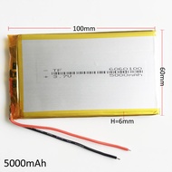3.7V 5000mAh 6060100 Polymer Lithium LiPo Rechargeable Battery For GPS PSP DVD PAD e-book tablet pc 