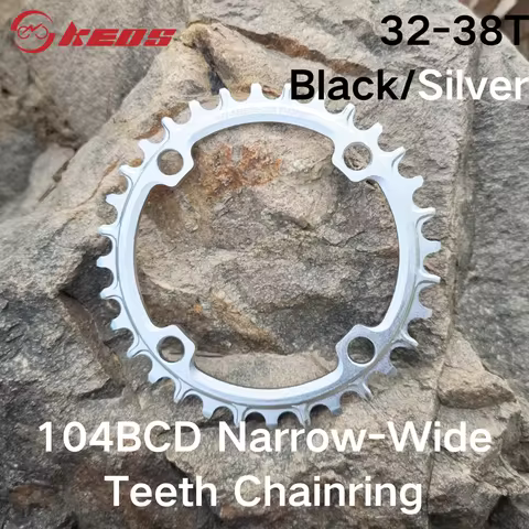 KEOS 104BCD NarrowWide Silver Single Chainring 32-38T for Mountain Bike 7-12 Speed Compatible with M