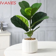 IVANES Artificial Fiddle Leaves Fig Tree, Real Touch Large Fake Ficus Tree, Green Plant Vibrant Plas