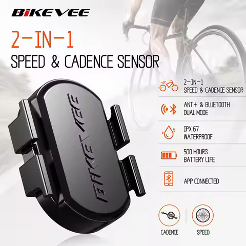 BIKEVEE Universal Wireless ANT+ Bluetooth Cadence Speed Sensor Bike Cycling RPM Sensor Compatible GA
