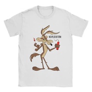 T-shirt Harajuku, reka bentuk Wile E.T-shirt hipster Coyote dan Road Runner. Kapas untuk lelaki, rek