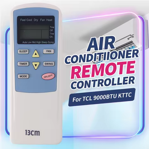 13cm Air Conditioner Remote Control Replacement - Compatible with TCL 9000BTU KTTC Models - Universa