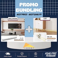 (HL-053 & DW-233) BUNDLING Vinyl Marble Sticker 1.2M x 2.8m & Wallpaper Sticker Boarder List 1 Roll 