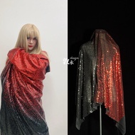 Black Red Gradient Unilateral Gradient Color Sequin Fabric Fabric Gradient Sequin Fabric Dress Fabri