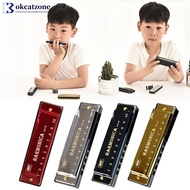 OKCATZONE 10 Holes Harmonica C Key Blues Metal Harmonica Musical Instrument Educational Toy with Case for Kids Beginners Perfect design A3V5