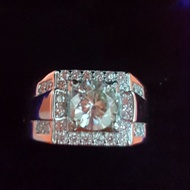 Ultra White Magic Star Diamond Moissanite Men's Ring 925 Silver Table, Main Stone 1.4ct