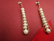 九珠天然淡水珍珠耳環耳環