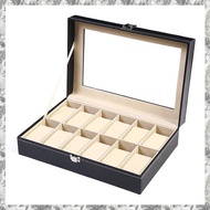 [I O J E] Watch Case, 12 Slot Watch Box PU Leather Watch Organizer Case, for Men and Women Presents