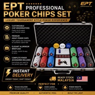 [ READY STOCK ] 200/300PCS EPT Ceramic Texas Holdem Casino European Poker Tour Poker Chips Set EPT 陶