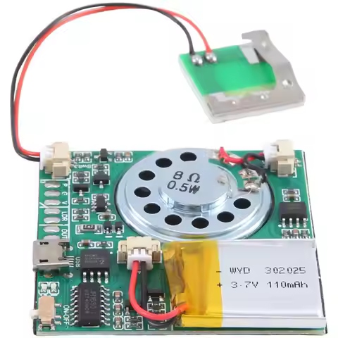 USB MP3 Recordable Greeting Card Player Board - 8MB Storage, 128kbps, 4.2V Rechargeable Battery, Ree