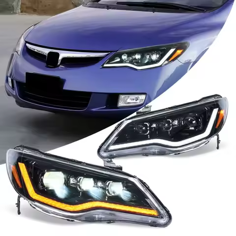 LED Headlight For Honda Civic 2006-2011 FD2 Type-R 8th Gen Sequential Turning Signal