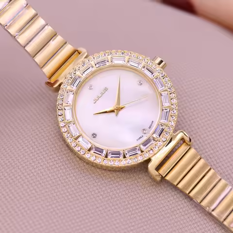 Mother-of-pearl Rhinestones Women's Watch Japan Quartz Hours Simple Fine Fashion Dress Steel Bracele