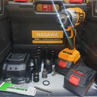 PROMO!!!! NAGAWA IMPACT WRENCH NCI350U - Mesin Buka Pembuka Dan Pengencang Baut Mur Roda Mobil Dan Mesin Bor SET BATERAI, CHARGER, MATA KUNCI DAN KEPALA BOR