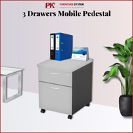 Laci office 2D Mobile Pedestal |Office Furniture | GM-2 Dark Grey &amp; Grey Drawer Pedestal|PKFurniture System