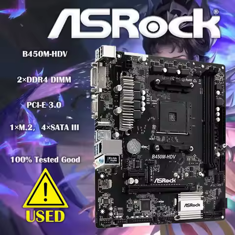 Asrock B450M-HDV Motherboard 32G DDR4 AMD B450 Socket AM4 VGA HDMI DVI USB2.0 3.0